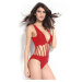 Dámské plavky jednodílné špagetovými pásky červené Červená / XS model 15042620 - OEM