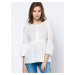 Blouse with frill and lace-up neckline white