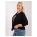 Černá halenka plus size s lesklým potiskem JEDNA