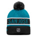 San Jose Sharks zimná čiapka Authentic Pro Game & Train Cuffed Pom Knit Black-Active Blue