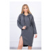 Dress with hood and slit on the side dark gray