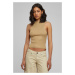 Women's turtleneck with short rib knit union beige