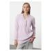 Trendyol Lilac Pearl Buttoned Soft Textured Knitwear Sweater