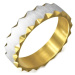 Oceľový prsteň zlatej farby so saténovým pásom, trojuholníkové výrezy - Veľkosť: 64 mm