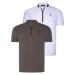 DUAL SET T8571 DEWBERRY ZIPPER MENS T-SHIRT-WHITE-KHAKI