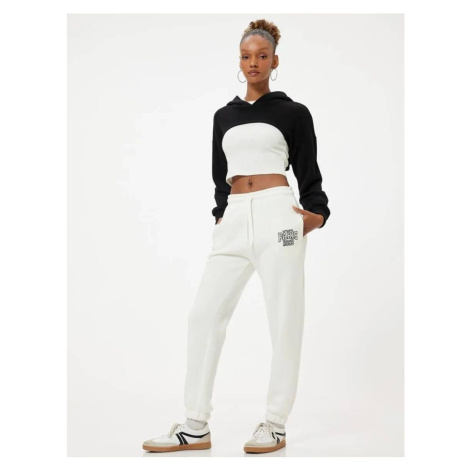 Koton Jogger Sweatpants with Lace Waist College Embroidery Pocket Comfortable Fit