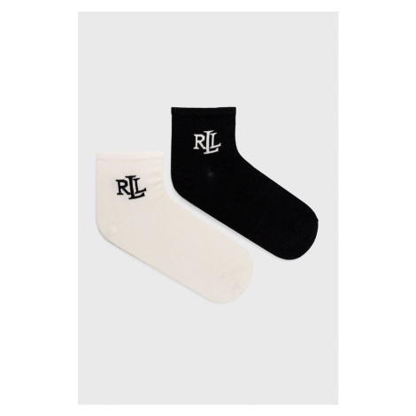 Hodvábne ponožky Lauren Ralph Lauren (2-pak) čierna farba