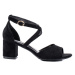 Výborné dámske čierne sandále na širokom podpätku
