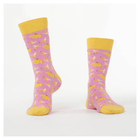 Women's pink socks with bananas FASARDI