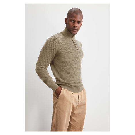 Trendyol Beige Slim Slim Fit Half Turtleneck Textured Knitwear Sweater