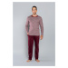 Men's pajamas Hilton long sleeves, long pants - melange-burgundy/burgundy