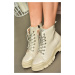 Fox Shoes Beige Stone Detailed Women's Boots