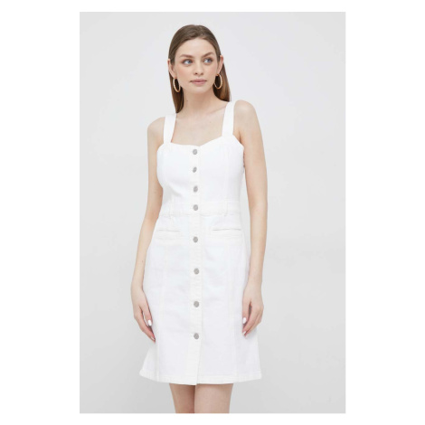 Rifľové šaty GAP biela farba, mini, rovný strih