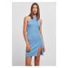 Women's dress with ribbed neck warmer in blue