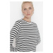 Trendyol White Striped Basic Knitted T-shirt