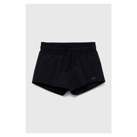 Detské krátke nohavice Abercrombie & Fitch čierna farba, jednofarebné, nastaviteľný pás