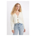 DEFACTO Regular Fit V Neck Basic Plain Button Closure Knitwear Cardigan