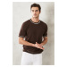 AC&Co / Altınyıldız Classics Men's Brown Standard Fit Crew Neck 100% Cotton Knitwear T-Shirt