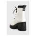 Kožené členkové topánky Calvin Klein Jeans Chunky Heeled Boot Laceup dámske, biela farba, na pod