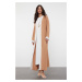 Trendyol Camel Color Blocked Long Woven Dressless One Piece Cap & Abaya & Abaya