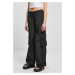 Women's Wide Crinkle Nylon Cargo Pants Black