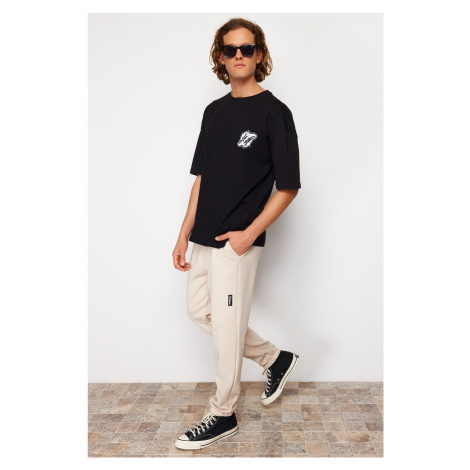 Trendyol Beige Regular Cut Labeled Scuba Rubber Leg Sweatpants