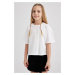 DEFACTO Girl Short Sleeve White Basic T-Shirt