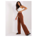 Brown fabric trousers with high waist