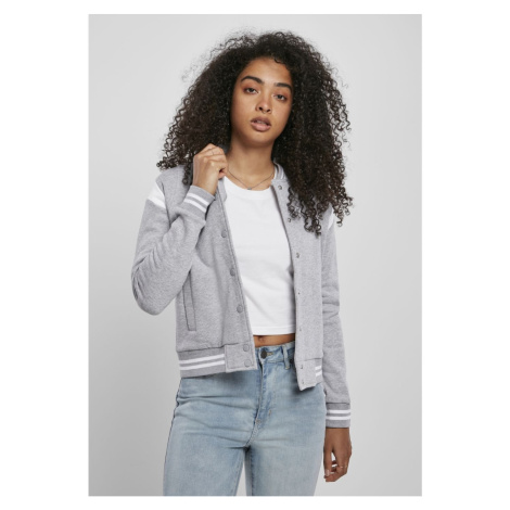 Women's Organic College Sweat Jacket Sweatshirt Grey/White Urban Classics