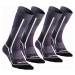 QUECHUA Turistické vysoké hrejivé ponožky SH520 X-Warm 2 páry FIALOVÁ