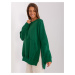 Tmavozelená vyteplená oversize mikina bez kapucne EM-BL-664.98P-dark green