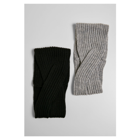 Knitted headband in 2 packs black/grey Urban Classics