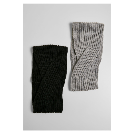 Knitted headband in 2 packs black/grey