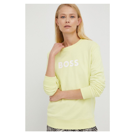 Bavlnená mikina BOSS dámska,zelená farba,s potlačou,50468357 Hugo Boss