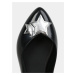 Čierne lesklé baleríny s detailmi v striebornej farbe Zaxy Chic