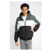 DEFACTO Water Repellent Slim Fit Color Block Hooded Fleece Lined Zippered Pocket Jacket