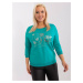 Turquoise blouse in a larger size with 3/4 sleeves