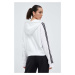 Bavlnená mikina adidas dámska, biela farba, s kapucňou, s nášivkou,  IK8387