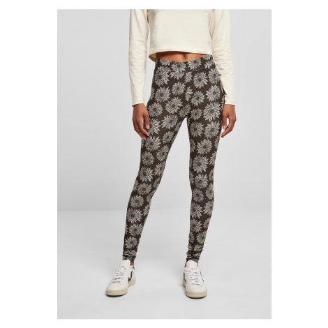 Women's Soft Leggings AOP Brown Chamomile Urban Classics