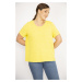 Şans Women's Yellow Plus Size Sequined Blouse