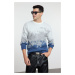 Trendyol Indigo Unisex Crew Neck Landscape Knit Sweater