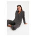 Trendyol Anthracite Shirt-Jogger Knitted Pajamas Set