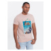 Ombre Men's printed cotton t-shirt California - pink