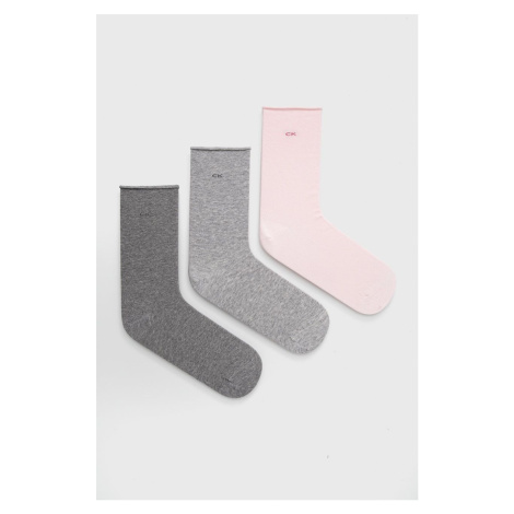 Ponožky Calvin Klein (3-pak) dámske, ružová farba, 701218770