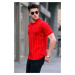 Madmext Striped Red Buttons Polo T-Shirt 5879