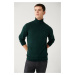 Avva Green Unisex Knitwear Sweater Full Turtleneck Non Pilling Regular Fit