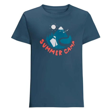 Detské tričko Jack Wolfskin SUMMER CAMP T K tmavomodrá farba, s potlačou