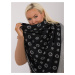 Black and gray large women's scarf with pattern