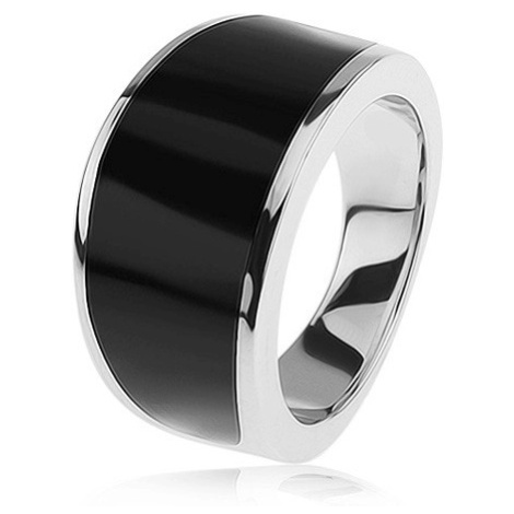 Strieborný 925 prsteň - čierny glazúrovaný pás, lesklý a hladký povrch - Veľkosť: 68 mm