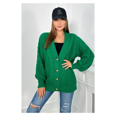 Buttoned sweater with puff sleeves green